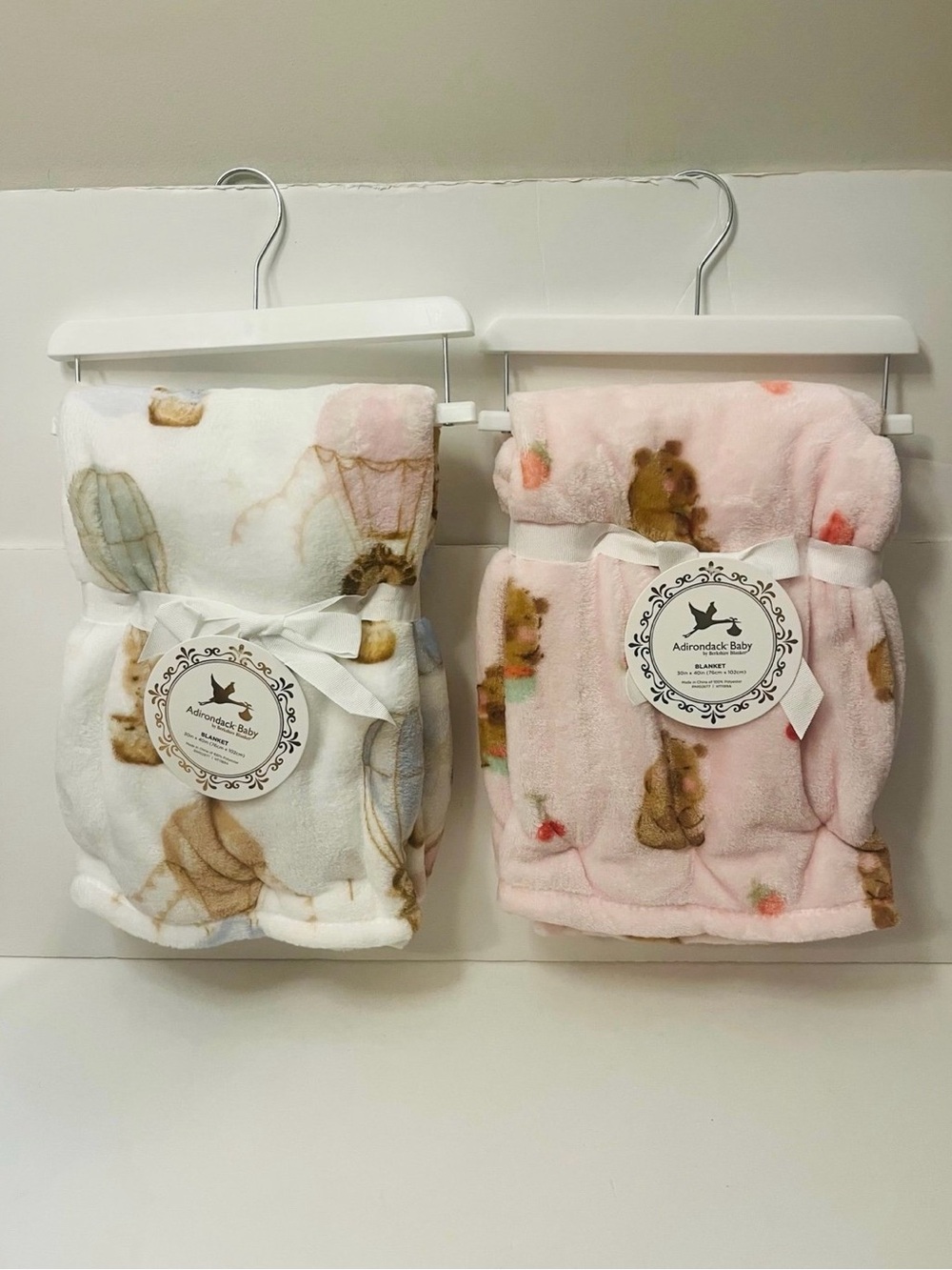 Adirondack Baby by Berkshire Lot of 2 Baby Blankets Hot Air Balloons Capybara
